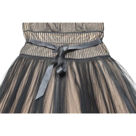 BCBGMAXAZRIA Black Mesh & Nude Pleated Mini Dress Regular Size 6 - Picture 5 of 8